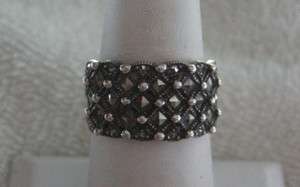 STUNNING A Sterling Silver Pave Marcasite Ring Size 9  