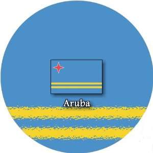  58mm Round Pin Badge Aruba Flag