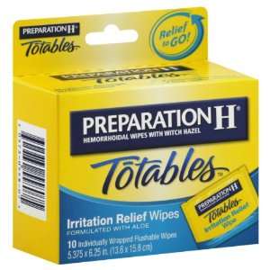 Preparation H Hemorrhoidal Wipes, with Witch Hazel, Flushable Wipes 10 