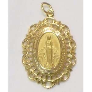  Traditional Style Oval Miraculous 14k Gold Pendant 