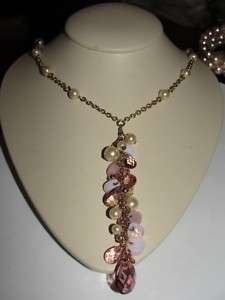 NWT $45 Carolee Rose Quartz pearl Amythest Y Necklace  