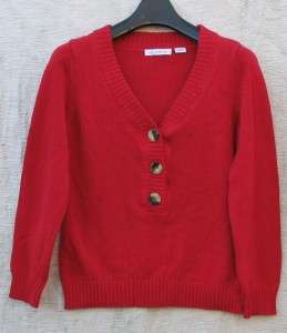 Liz Claiborne Cotton Red V Neck FALL Sweater~$5.50 SHIPPING 