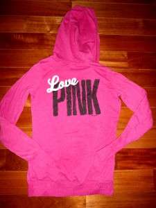 VICTORIAS SECRET Love Pink Pull Over Over Sized Hoodie Sweat Shirt XS 