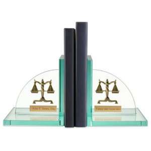  Personalized Glass Legal Scales of Justice Bookend 