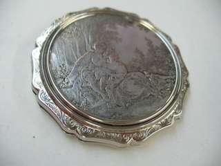 Vintage Stratton Silver Tone Compact, Embossed Design  