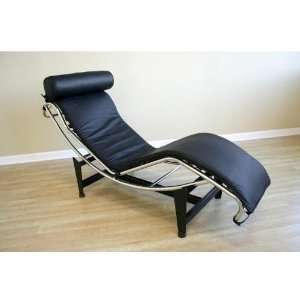  Tate Black Leather Chaise Lounge 