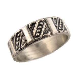   Gents Sterling Silver 7mm Patterned Wedding Band (Sz 13) Jewelry