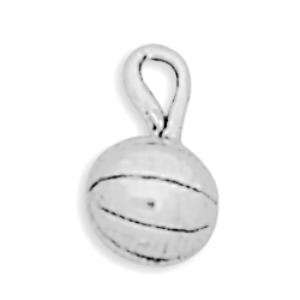  Small 3D Basketball Charm Sterling Silver: Jewelry