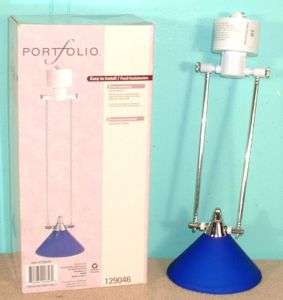 PENDANT TRACK HALOGEN FROSTED BLUE GLASS NICKEL FINISH  