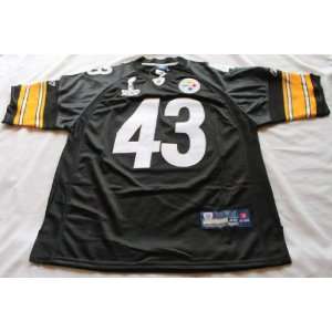 Troy Polamalu Pittsburgh Steelers Black Sewn Jersey with Superbowl XLV 