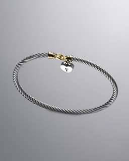 Y0J7Z David Yurman Cable Collectibles Heart Lock Bracelet, 3mm