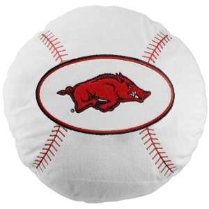  Arkansas Razorbacks White 16 Team Logo Baseball Pillow 