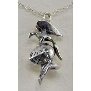  Knights Helmet with a Dragon Pendant in Sterling Silver 