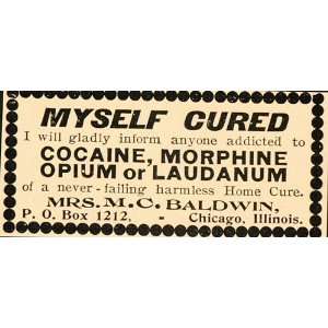  1901 Vintage Ad Cocaine Morphine Opium Drug Home Cure 