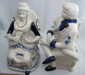 Vintage Pair Porcelain Victorian Figurines Taiwan  