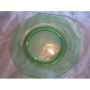Green Octogon Shaped dessert plates 6 1/2 inches wide depression glass 