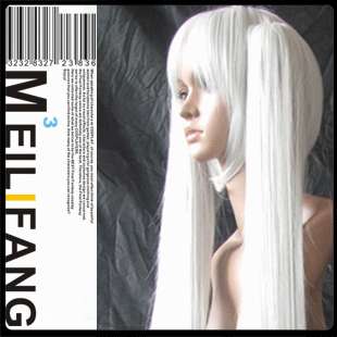 Cool VOCALOID Miku Cosplay White Ponytail Hair WIG MF46  