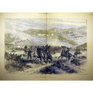   1877 War Battle Field Taghir Troops Soldiers Old Print