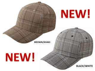 New Flexfit Hat Baseball Cap Fitted Black PLAID 6196  