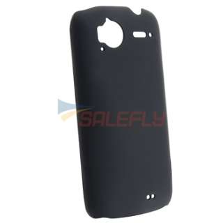 Black Rubber Hard Cover Case+Privacy Screen Protector for HTC 