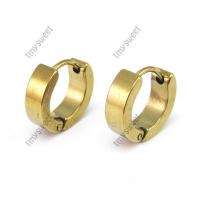 pair gold tone stainless steel earrings  