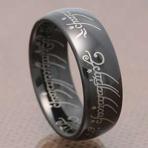 Lord Of The Elvish Rings Tungsten Carbide One Ring In Black LOTR Mens 
