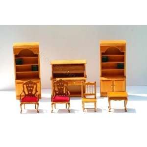   : Dollhouse Miniature 6 Piece Office Set In Light Maple: Toys & Games