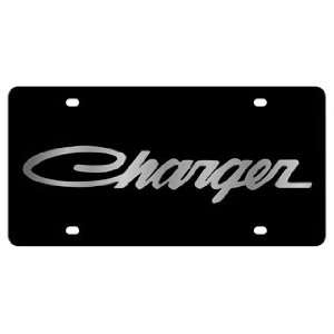  Dodge Charger License Plate on Black Steel: Automotive