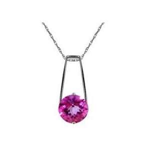  Sterling Silver Round Pink Topaz Pendant Necklace Jewelry