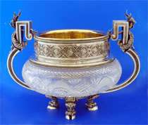 Russian Silver and crystal   Bowl  Faberge Design  