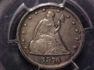 1876 P PCGS AU Details (20) cent piece Less than 15K Minted  