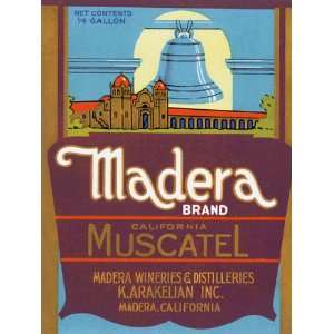  MADERA BRAND CALIFORNIA MUSCATEL WINE USA POSTER ON CANVAS 