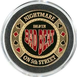  BAD Beat Solid Brass Poker Card Guard Protector: Sports 