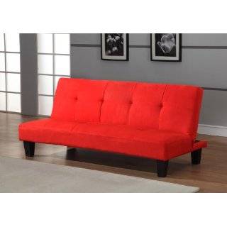 Red and Black Modern Tufted Futon Sofa Bed 