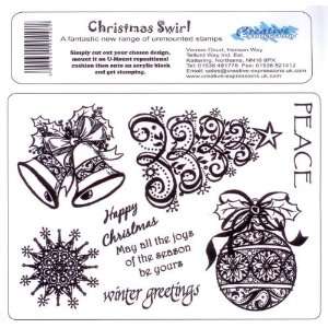  Mount Unmounted Rubber Stamp Sheet Christmas Swirl: Toys & Games