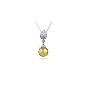  0.50 Ct Diamond & Golden South Sea Pearl Pendant in 14K 