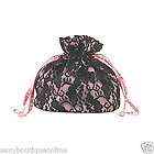 DEMONIA BABY PINK SATIN WITH BLACK LACE DRAWSTRING COIN PURSE HB 065 3
