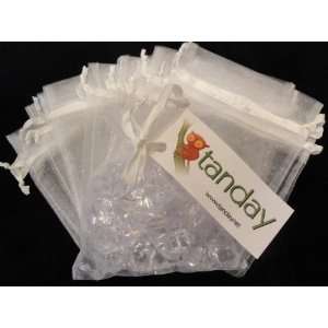  Tanday 100 White Organza Gift Bags 6x9 