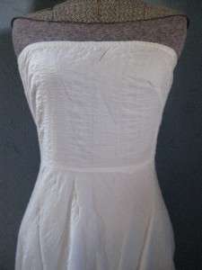 CREW Strapless White Embossed Summer Portrait Beach Dress Sz 8 