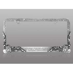 Elegant Vintage Hearts with Sparkling T Smoke Crystals License Plate 