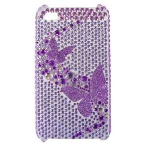   Purple Butterfly Diamante Case for iPhone 4 Cell Phones & Accessories