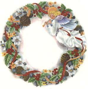 Ceramic Decals Christmas Angel Holiday Wreath w/ Ribbon  