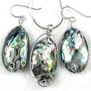 Abalone Shell Pendant / Earrings Sterling Silver  