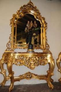Pair French Rococo Gilt Console Tables Mirrors Architectural  