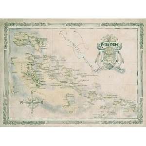  Bahamas Decorative Modern Day Antique Wall Map