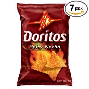 Doritos Spicy Nacho Tortilla Chips, 6.96875 Ounce Bags (Pack of 7 