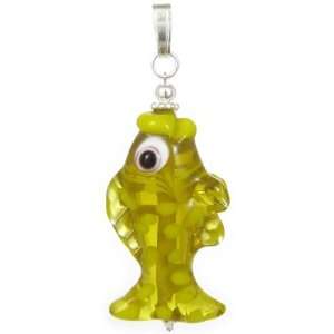 AM5620   Unique Handcrafted Lampwork Glass Fish Pendant with 46cm 925 