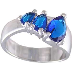  Sapphire Blue Cubic Zirconia Ring, Size 10: Jewelry
