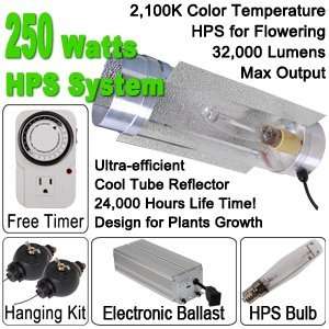  250 Watt HPS Grow Light Electronic Ballast Cool Tube Kit 
