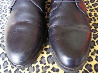VTG 80s Black Leather Lace Up Cap Toe Ankle Boot 8 M  